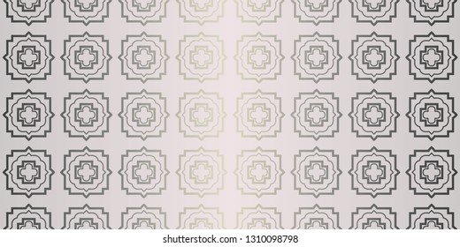 Vector Seamless Pattern With Abstract Geometric Style. Repeating Sample Figure And Line. For Fashion Interiors Design, Wallpaper, Textile Industry. Beige silver color.