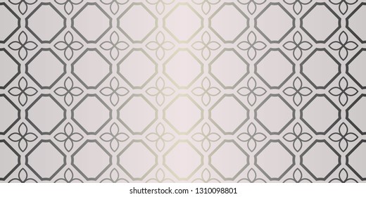 Vector Seamless Pattern With Abstract Geometric Style. Repeating Sample Figure And Line. For Fashion Interiors Design, Wallpaper, Textile Industry. Beige silver color.