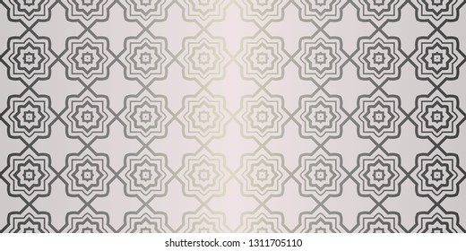 Vector Seamless Pattern With Abstract Geometric Style. Repeating Sample Figure And Line. For Fashion Interiors Design, Wallpaper, Textile Industry. Beige silver color.