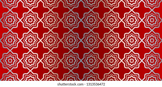 Vector Seamless Pattern With Abstract Geometric Style. Repeating Sample Figure And Line. Paper For Scrapbook. Silver red color.