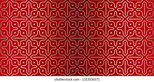 Vector Seamless Pattern With Abstract Geometric Style. Repeating Sample Figure And Line. Paper For Scrapbook. Silver red color.