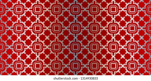Vector Seamless Pattern With Abstract Geometric Style. Repeating Sample Figure And Line. Paper For Scrapbook. Silver red color.