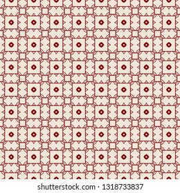 Vector Seamless Pattern With Abstract Geometric Style. Repeating Sample Figure And Line. Paper For Scrapbook, wrapping, background. Red rose color.