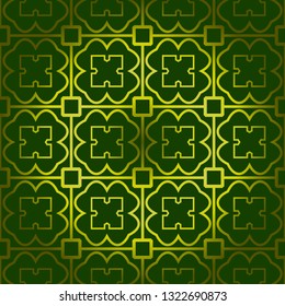Vector Seamless Pattern With Abstract Geometric Style. Repeating Sample Figure And Line. For Fashion Interiors Design, Wallpaper, Textile Industry. Green olive color.