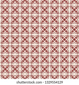 Vector Seamless Pattern With Abstract Geometric Style. Repeating Sample Figure And Line. Paper For Scrapbook, wrapping, background. Red rose color.