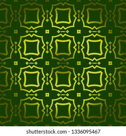 Vector Seamless Pattern With Abstract Geometric Style. Repeating Sample Figure And Line. For Fashion Interiors Design, Wallpaper, Textile Industry. Green olive color.