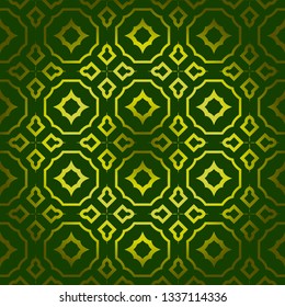 Vector Seamless Pattern With Abstract Geometric Style. Repeating Sample Figure And Line. For Fashion Interiors Design, Wallpaper, Textile Industry. Green olive color.