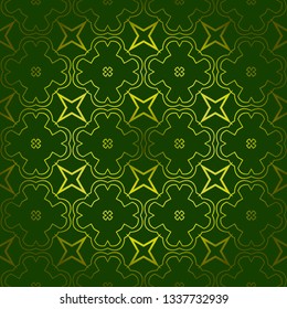 Vector Seamless Pattern With Abstract Geometric Style. Repeating Sample Figure And Line. For Fashion Interiors Design, Wallpaper, Textile Industry. Green olive color.
