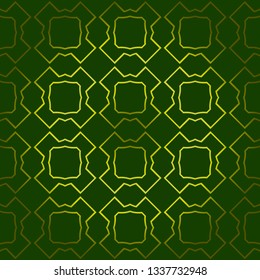 Vector Seamless Pattern With Abstract Geometric Style. Repeating Sample Figure And Line. For Fashion Interiors Design, Wallpaper, Textile Industry. Green olive color.