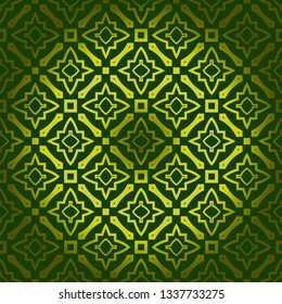 Vector Seamless Pattern With Abstract Geometric Style. Repeating Sample Figure And Line. For Fashion Interiors Design, Wallpaper, Textile Industry. Green olive color.