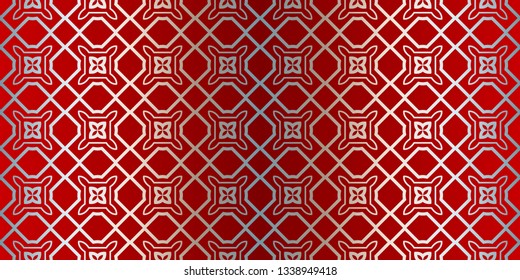 Vector Seamless Pattern With Abstract Geometric Style. Repeating Sample Figure And Line. Paper For Scrapbook. Silver red color.