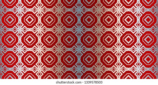 Vector Seamless Pattern With Abstract Geometric Style. Repeating Sample Figure And Line. Paper For Scrapbook. Silver red color.