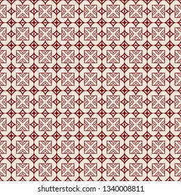 Vector Seamless Pattern With Abstract Geometric Style. Repeating Sample Figure And Line. Paper For Scrapbook, wrapping, background. Red rose color.
