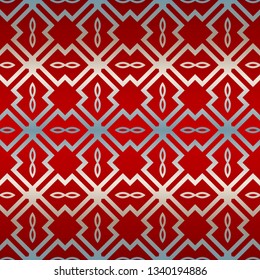 Vector Seamless Pattern With Abstract Geometric Style. Repeating Sample Figure And Line. Paper For Scrapbook. Red silver color.