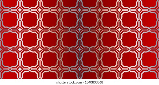 Vector Seamless Pattern With Abstract Geometric Style. Repeating Sample Figure And Line. Paper For Scrapbook. Silver red color.