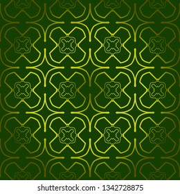 Vector Seamless Pattern With Abstract Geometric Style. Repeating Sample Figure And Line. For Fashion Interiors Design, Wallpaper, Textile Industry. Green olive color.