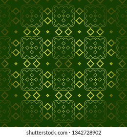 Vector Seamless Pattern With Abstract Geometric Style. Repeating Sample Figure And Line. For Fashion Interiors Design, Wallpaper, Textile Industry. Green olive color.