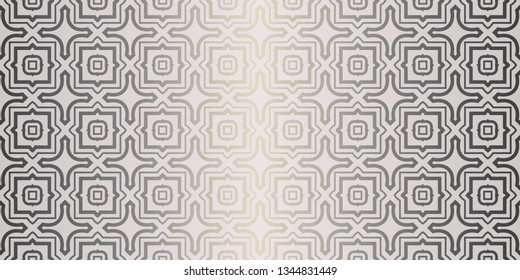 Vector Seamless Pattern With Abstract Geometric Style. Repeating Sample Figure And Line. For Fashion Interiors Design, Wallpaper, Textile Industry. Beige silver color.