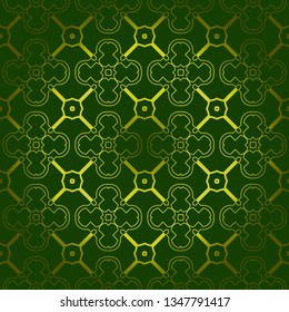 Vector Seamless Pattern With Abstract Geometric Style. Repeating Sample Figure And Line. For Fashion Interiors Design, Wallpaper, Textile Industry. Green olive color.