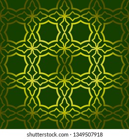 Vector Seamless Pattern With Abstract Geometric Style. Repeating Sample Figure And Line. For Fashion Interiors Design, Wallpaper, Textile Industry. Green olive color.