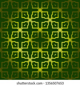 Vector Seamless Pattern With Abstract Geometric Style. Repeating Sample Figure And Line. For Fashion Interiors Design, Wallpaper, Textile Industry. Green olive color.