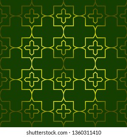 Vector Seamless Pattern With Abstract Geometric Style. Repeating Sample Figure And Line. For Fashion Interiors Design, Wallpaper, Textile Industry. Green olive color.