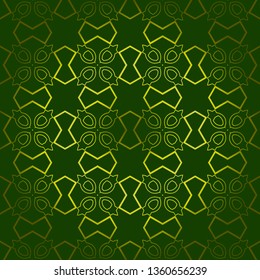 Vector Seamless Pattern With Abstract Geometric Style. Repeating Sample Figure And Line. For Fashion Interiors Design, Wallpaper, Textile Industry. Green olive color.