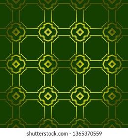 Vector Seamless Pattern With Abstract Geometric Style. Repeating Sample Figure And Line. For Fashion Interiors Design, Wallpaper, Textile Industry. Green olive color.