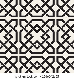 Vector seamless pattern. Abstract geometric lattice background. Stylish ethnic design with interlaced lines.