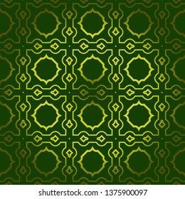 Vector Seamless Pattern With Abstract Geometric Style. Repeating Sample Figure And Line. For Fashion Interiors Design, Wallpaper, Textile Industry. Green olive color.