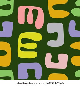 Vector seamless pattern of abstract geometric shapes. Drawn by hands in style of doodling. Performed in new trendy style of Scandinavian minimalism. Print for fabric, printing, stationery