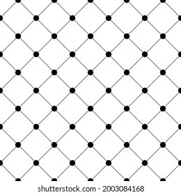 Vector seamless pattern. Abstract geometric pattern. Black and white background. Repeated simple classic texture. Repeating diagonal line and dot for design prints. Diagonal modern stylish background