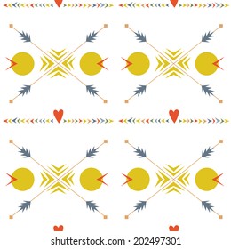 Vector seamless pattern with abstract geometric elements on the white background