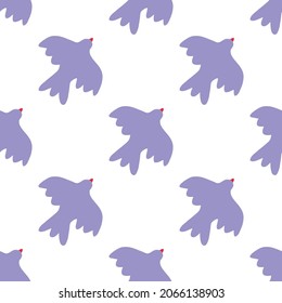 Vector seamless pattern with abstract geometric birds in aesthetic Matisse style. Creative hand drawn contemporary background for prints, posters, textile, fabric, fashion