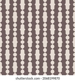 Vector seamless pattern with abstract geometric shapes, grid, net. Stylish texture. Simple endless background in brown and beige color. Repeat design for print, fabric, decor, furniture, package