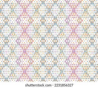 Vektornahtloses Muster. Abstraktes geometrisches Dreieck aus Schwarz und Weiß, Stilfliesen mit verschiedenen Ornamenten, Retro-Illustration auf rosafarbenem grünem Hintergrund.