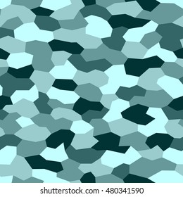 Vector seamless pattern. Abstract geometric blue camouflage.