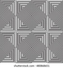 Vector seamless pattern, abstract geometric background illustration, fabric textile pattern black and white