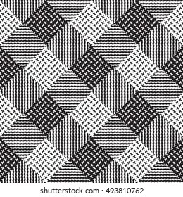 Vector seamless pattern, abstract geometric background illustration, fabric textile pattern black and white