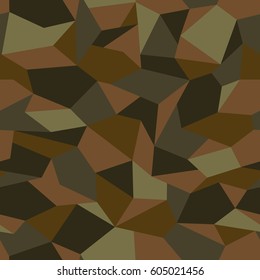 Vector seamless pattern. Abstract geometric brown camouflage