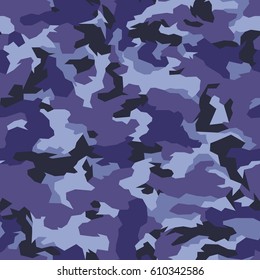 Vector seamless pattern. Abstract geometric camouflage fashion. Deep blue.