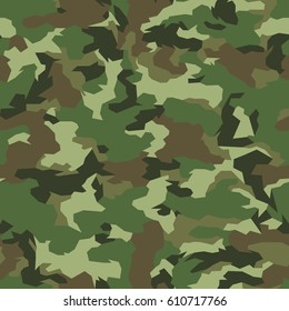 Vector seamless pattern. Abstract geometric camouflage fashion. Green forest.