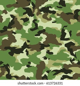 Vector seamless pattern. Abstract geometric green camouflage texture.