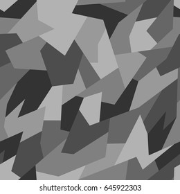 Vector Seamless Pattern. Abstract Geometric Monochrome Camouflage.