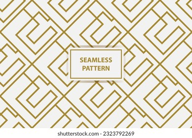 Vector seamless pattern. Abstract graphic background with squares, lines, grid. Simple geo texture. Ethnic style ornament. Repeat vintage design for decor, print, fabric