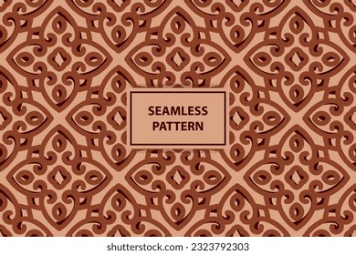 Vector seamless pattern. Abstract graphic background with squares, lines, grid. Simple geo texture. Ethnic style ornament. Repeat vintage design for decor, print, fabric