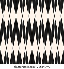 Vector seamless pattern. Abstract graphic monochrome background with rhombuses, zigzag shapes, mesh grid texture. Art deco style. Simple geometric design for decor, fabric, textile, furniture, prints