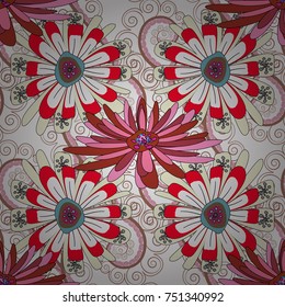 Vector seamless pattern with abstract gray, neutral and pink flowers. Background floral design for wedding, engagement, cosmetics, perfume, beauty products. Best for wrapping paper.