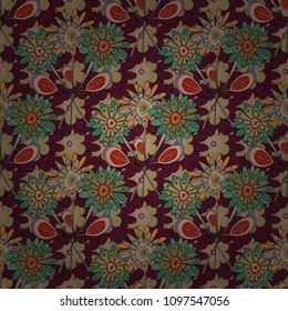 Vector seamless pattern with abstract green, brown and beige flowers. Background floral design for wedding, engagement, cosmetics, perfume, beauty products. Best for wrapping paper.