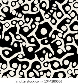 Vector seamless pattern. Abstract grunge texture with monochrome bark. Creative background with blots. Decorative design with natural hand drawn shapes.